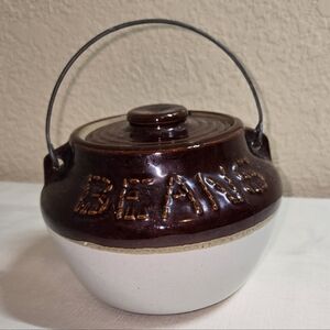 Bean Pot Earthware Glazed Dexor Country Farmhouse 80s